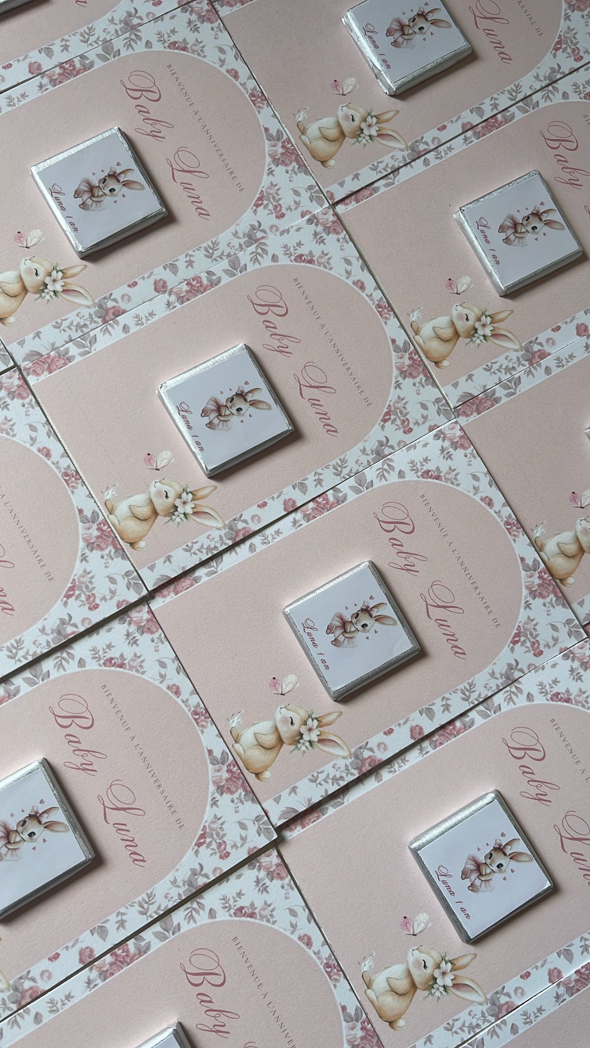 Carte chocolat personnalisée – Cadeau invités baptême