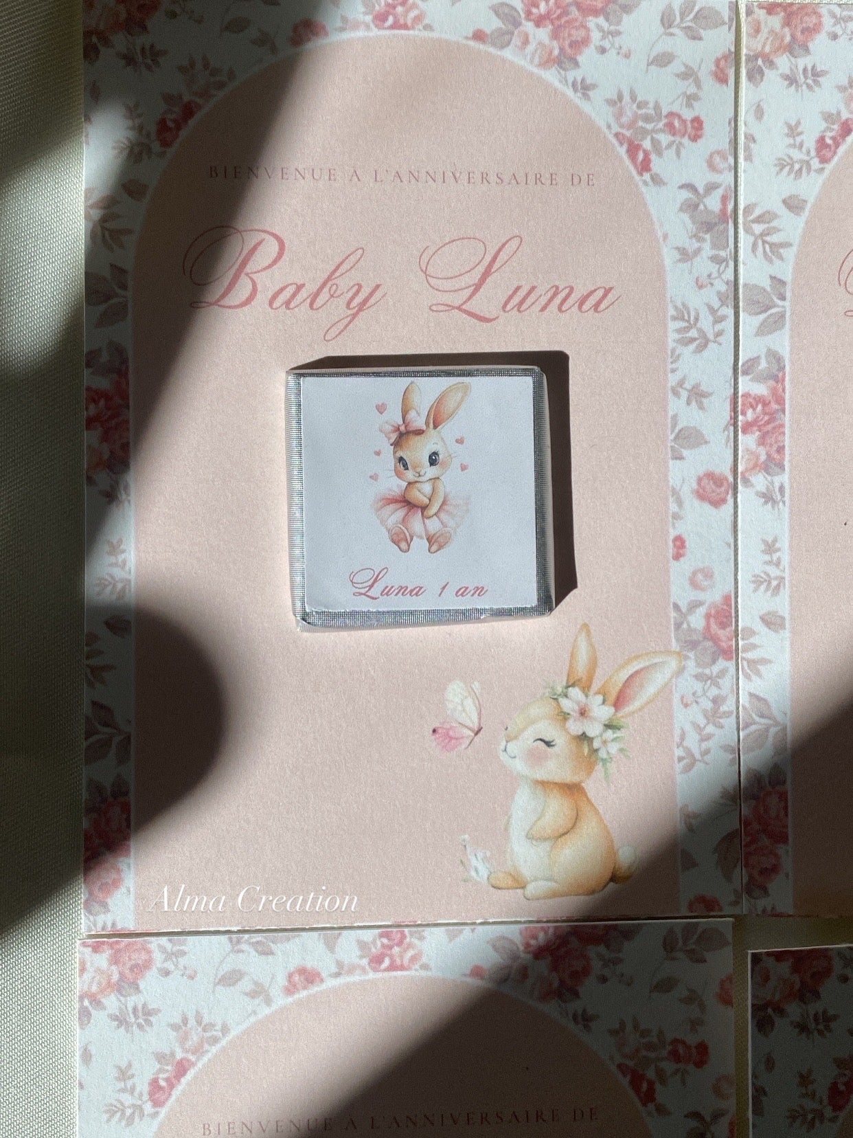Carte chocolat personnalisée – Cadeau invités baptême