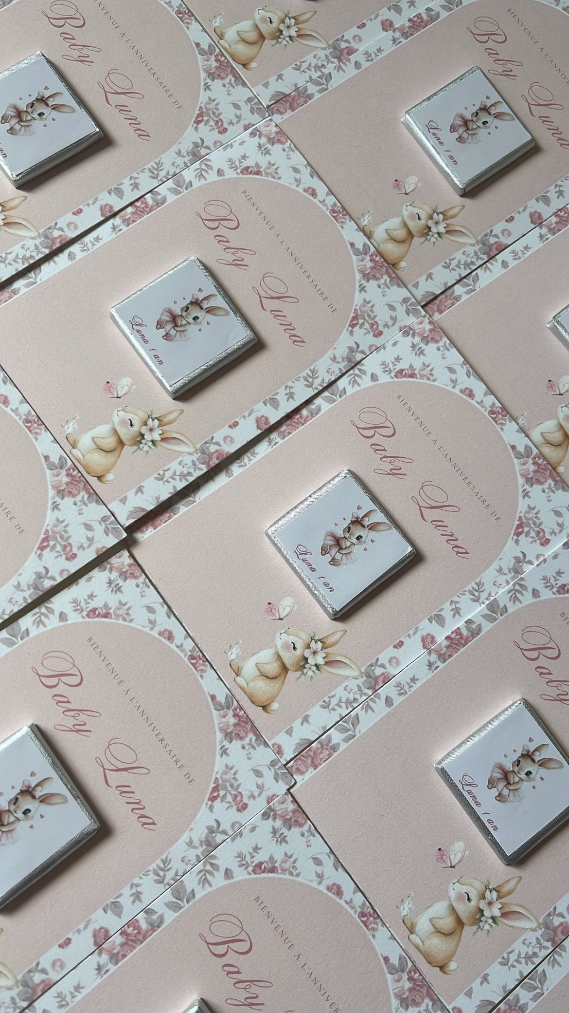 Carte chocolat personnalisée – Cadeau invités baptême