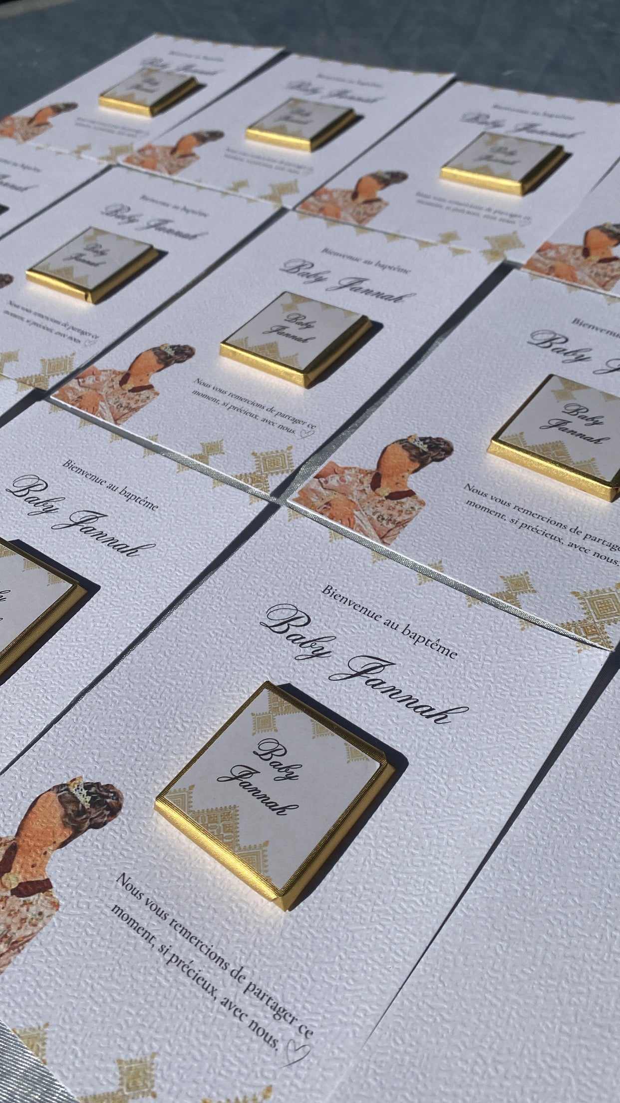 Carte chocolat personnalisée – Cadeau invités baptême