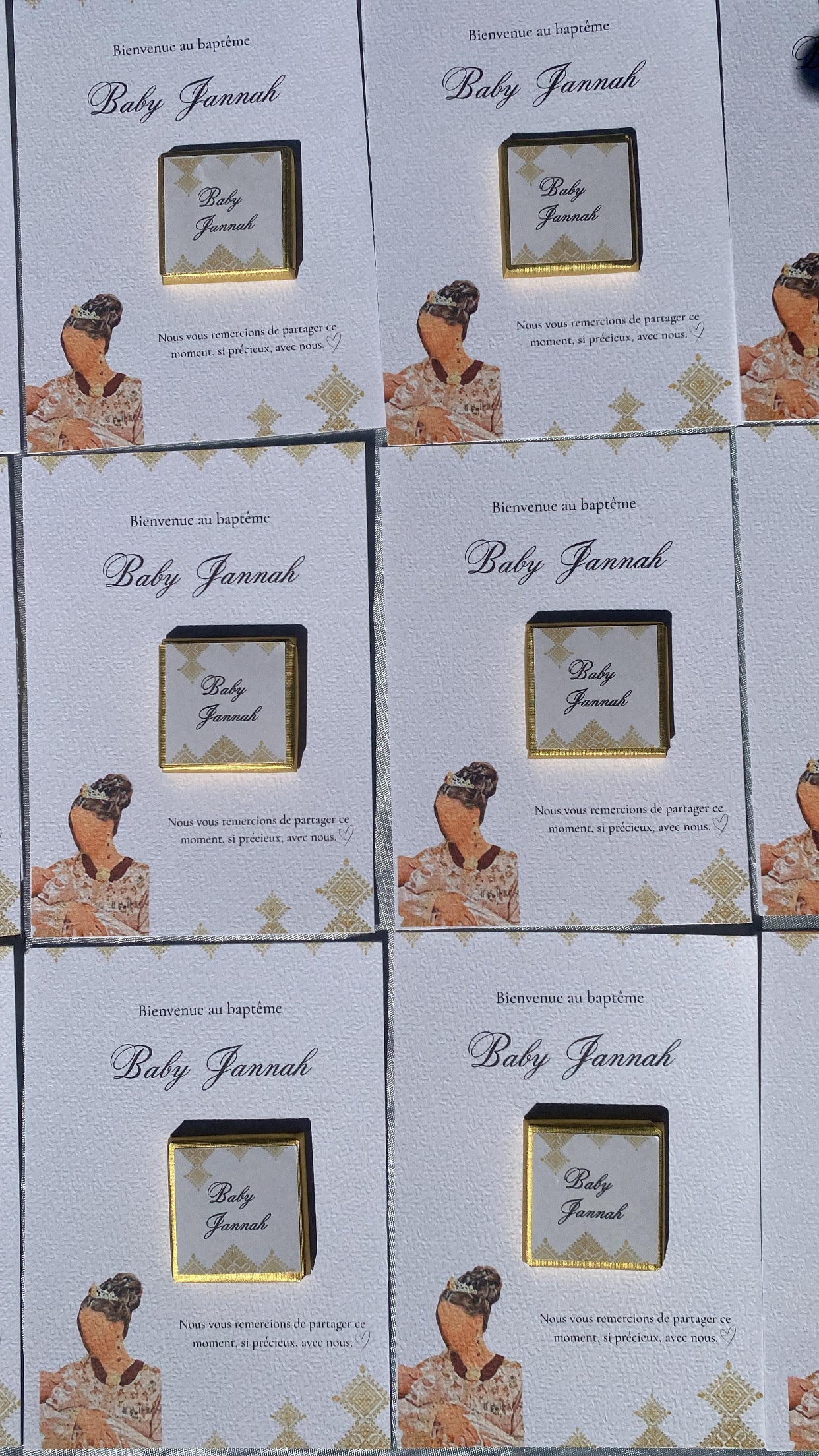 Carte chocolat personnalisée – Cadeau invités baptême