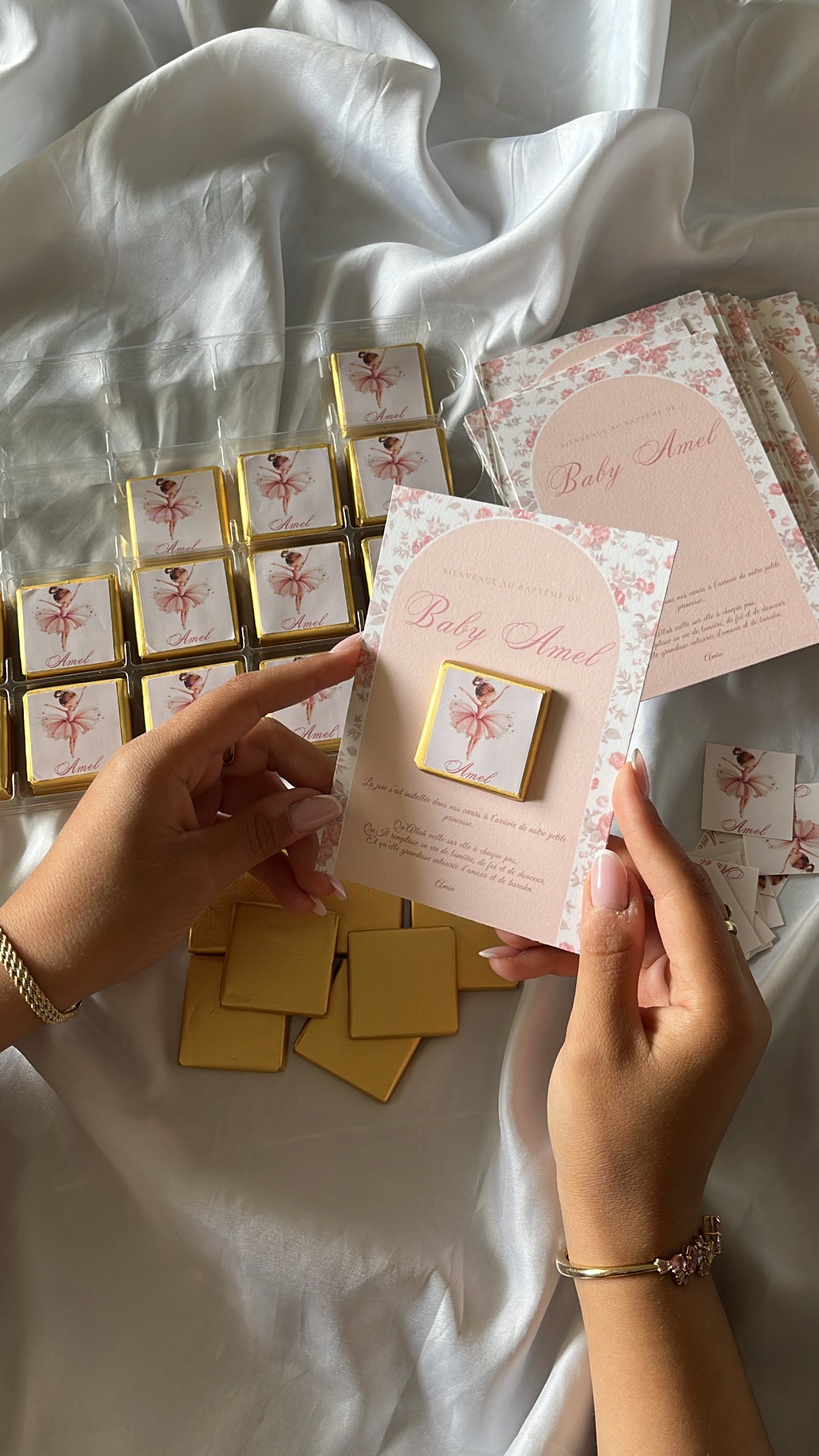 Carte chocolat personnalisée – Cadeau invités baptême