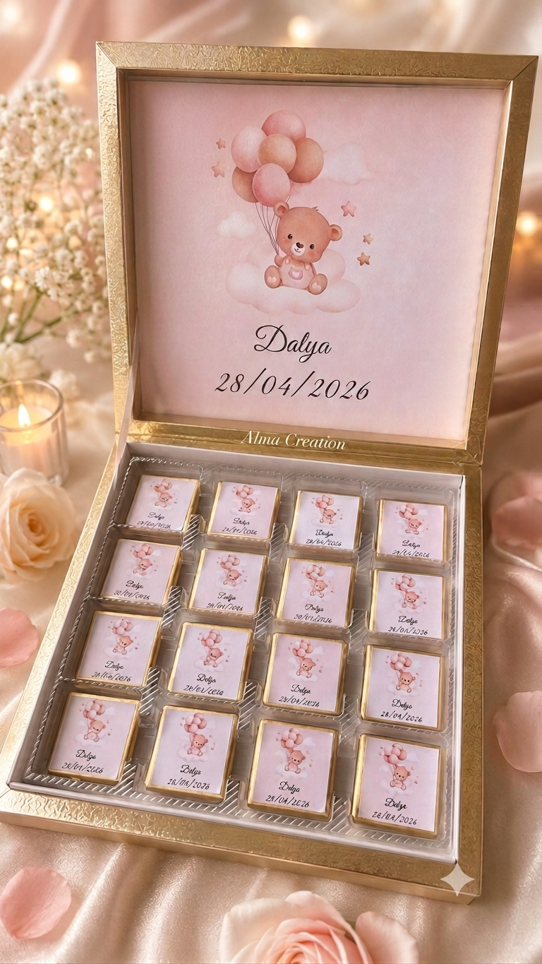 Boîte chocolat personnalisée - Baptême