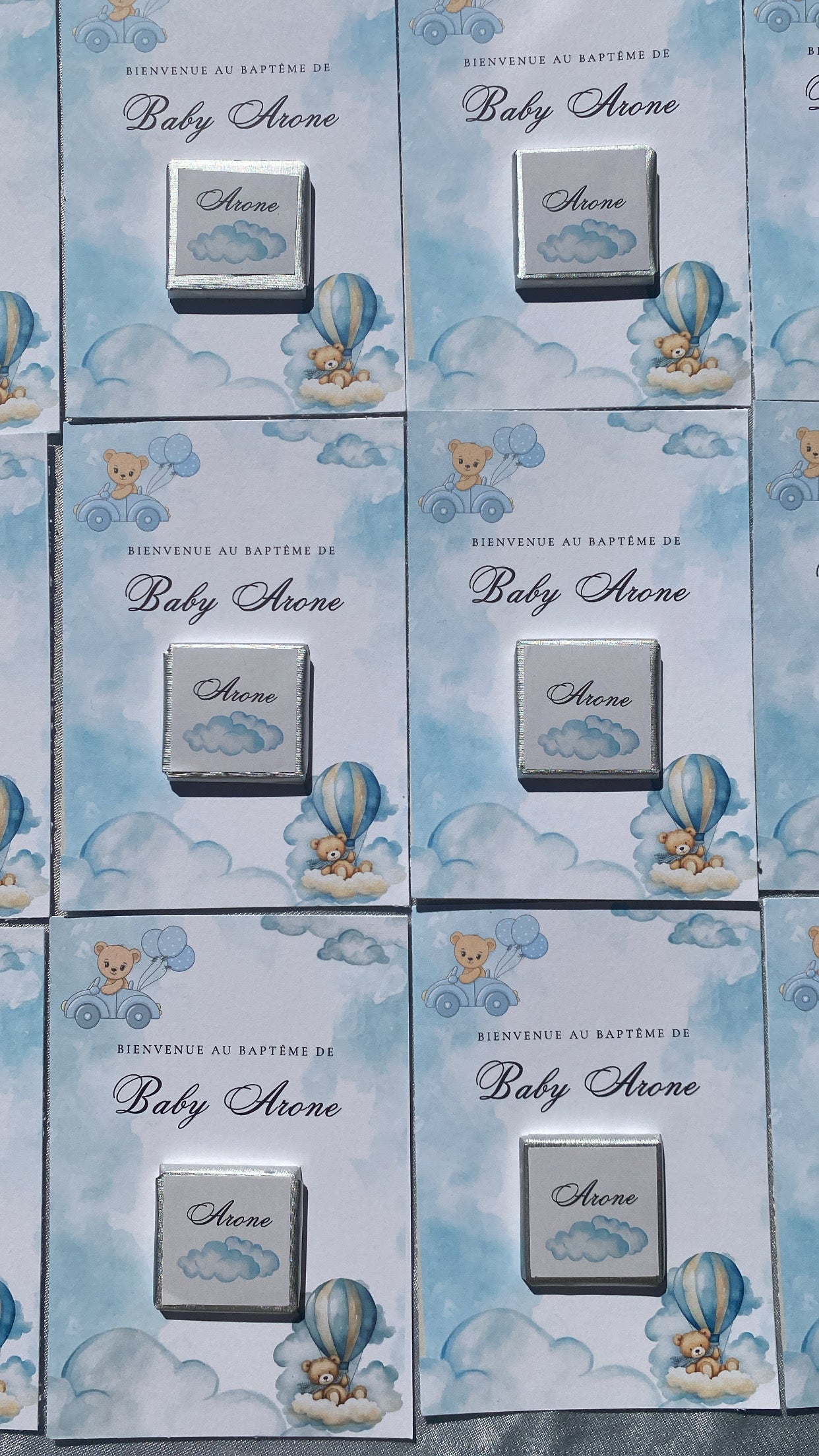 Carte chocolat personnalisée – Cadeau invités baptême