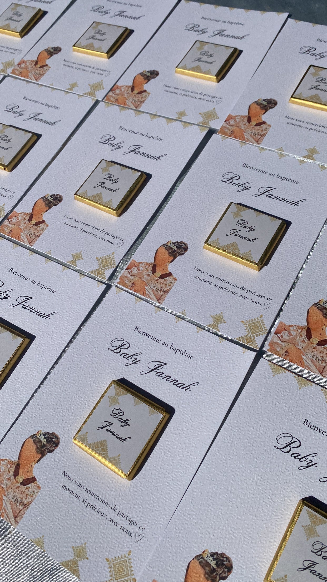 Carte chocolat personnalisée – Cadeau invités baptême