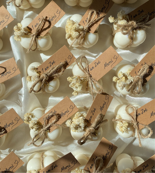 Bougie cube champêtre personnalisée