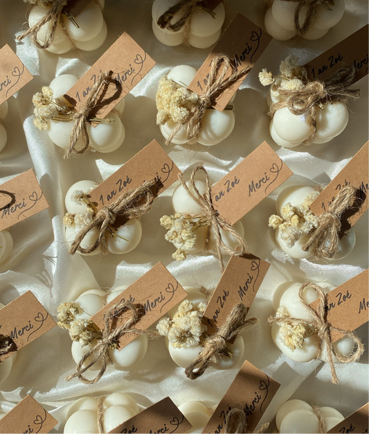 Bougie cube champêtre personnalisée