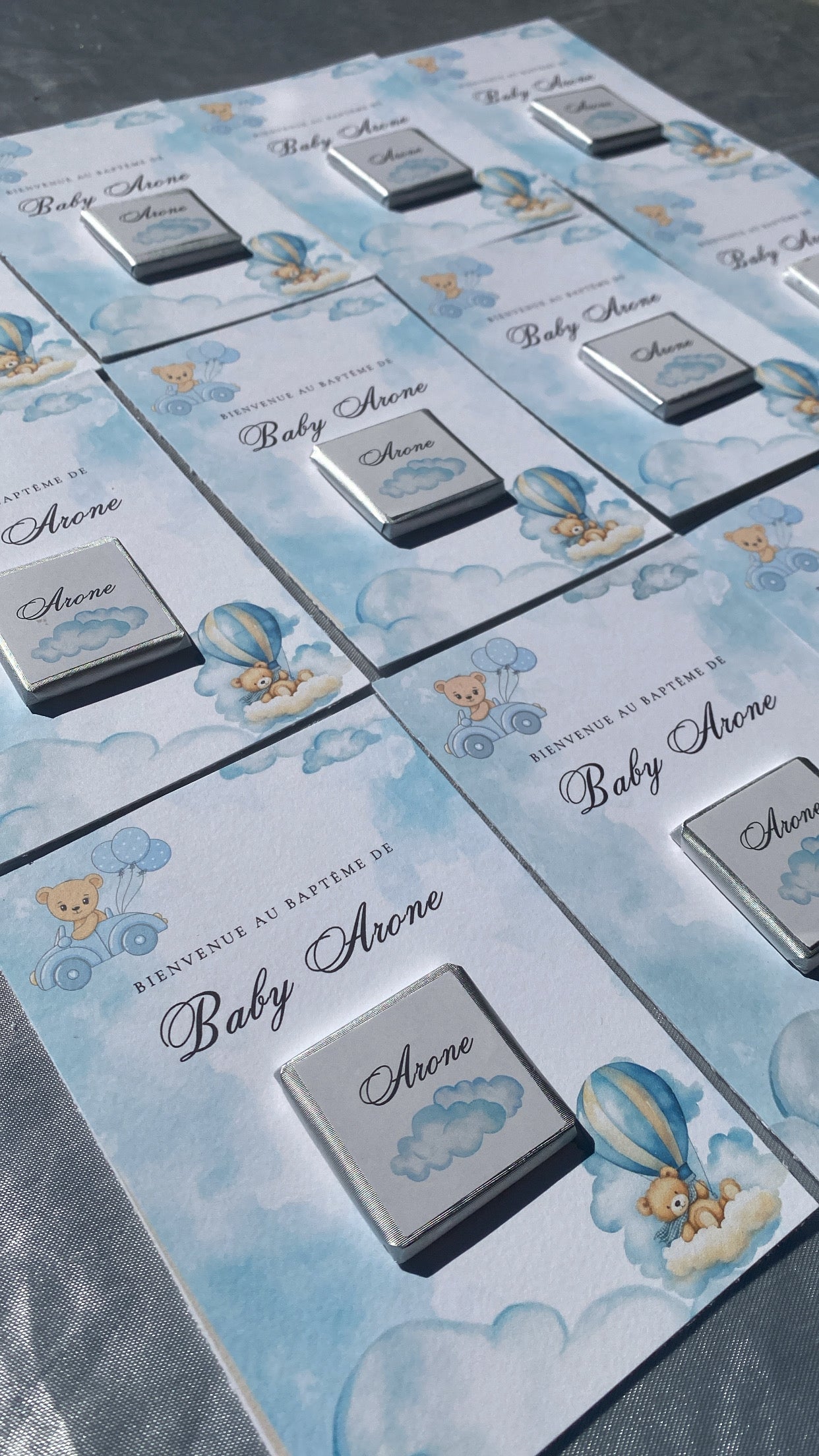 Carte chocolat personnalisée – Cadeau invités baptême