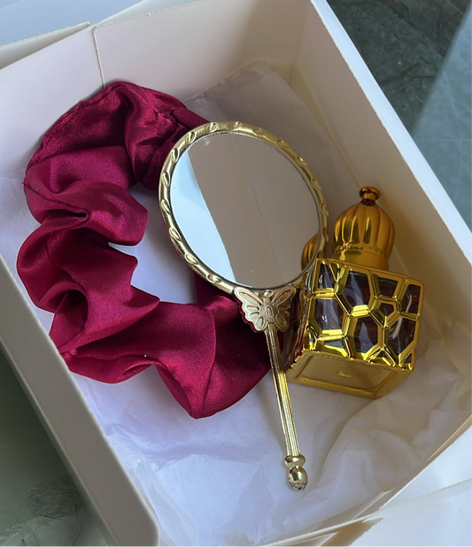 Boîte Cadeau Personnalisé - Miroir, Chouchou, Musc