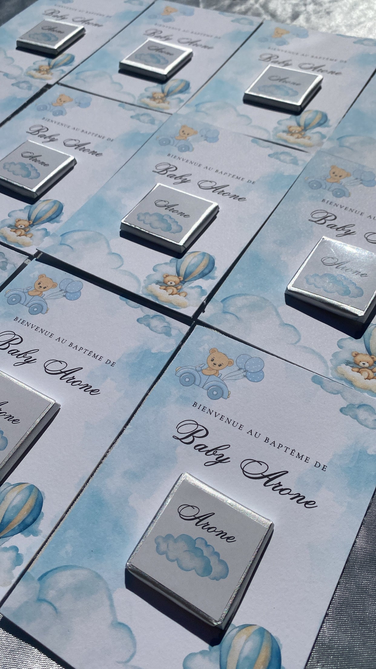 Carte chocolat personnalisée – Cadeau invités baptême