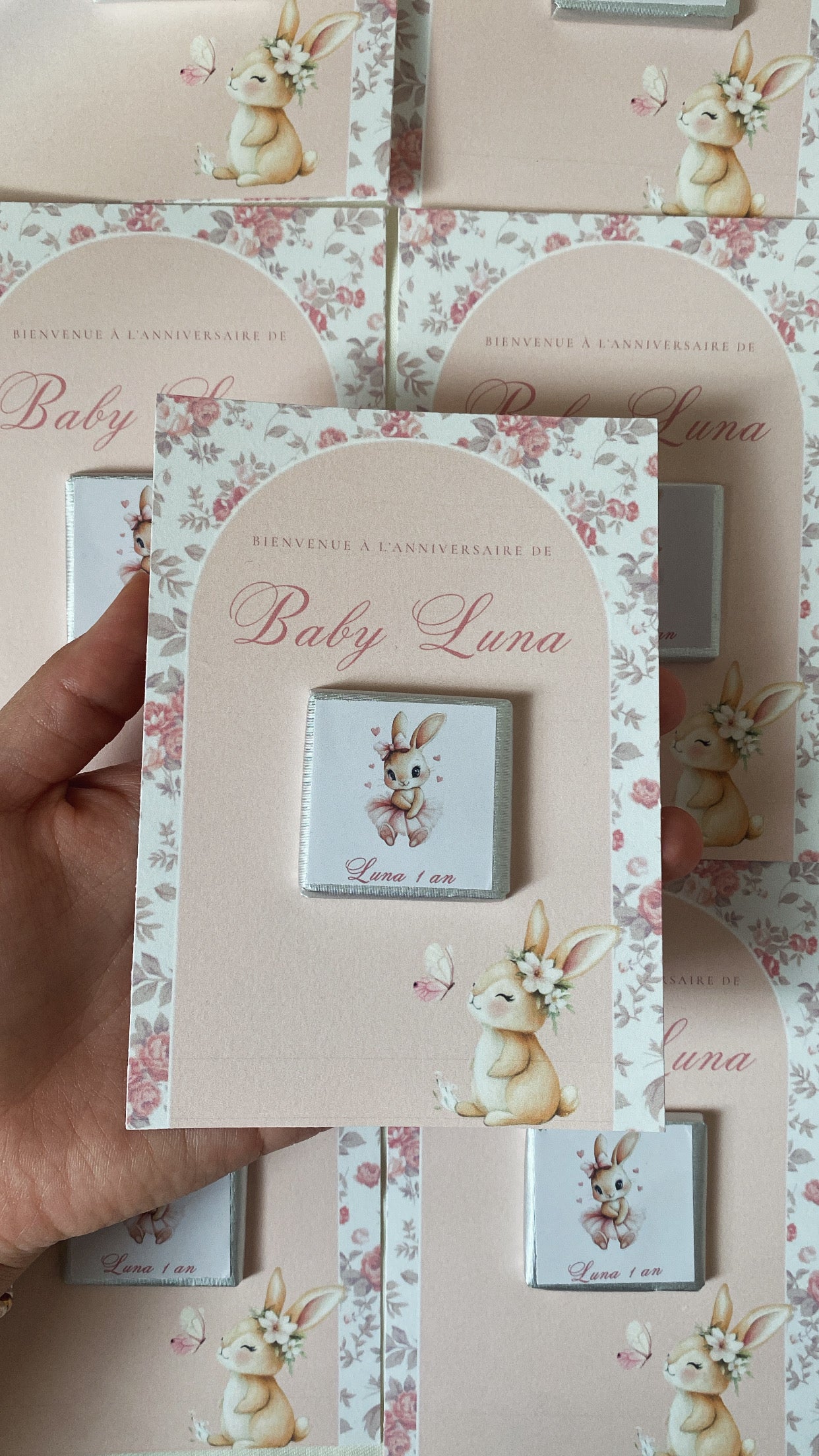 Carte chocolat personnalisée – Cadeau invités baptême