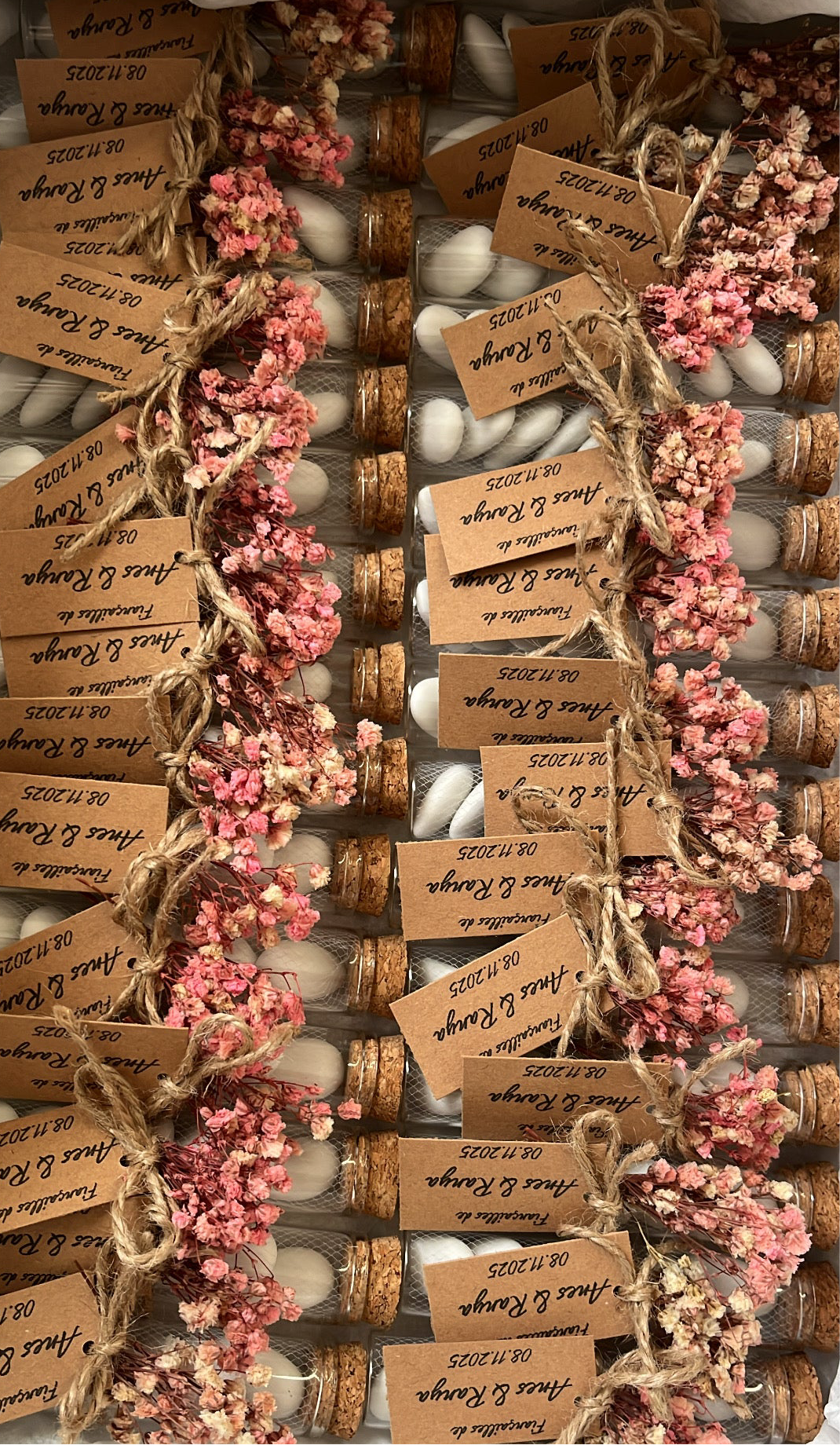 Fiole de dragées champêtre