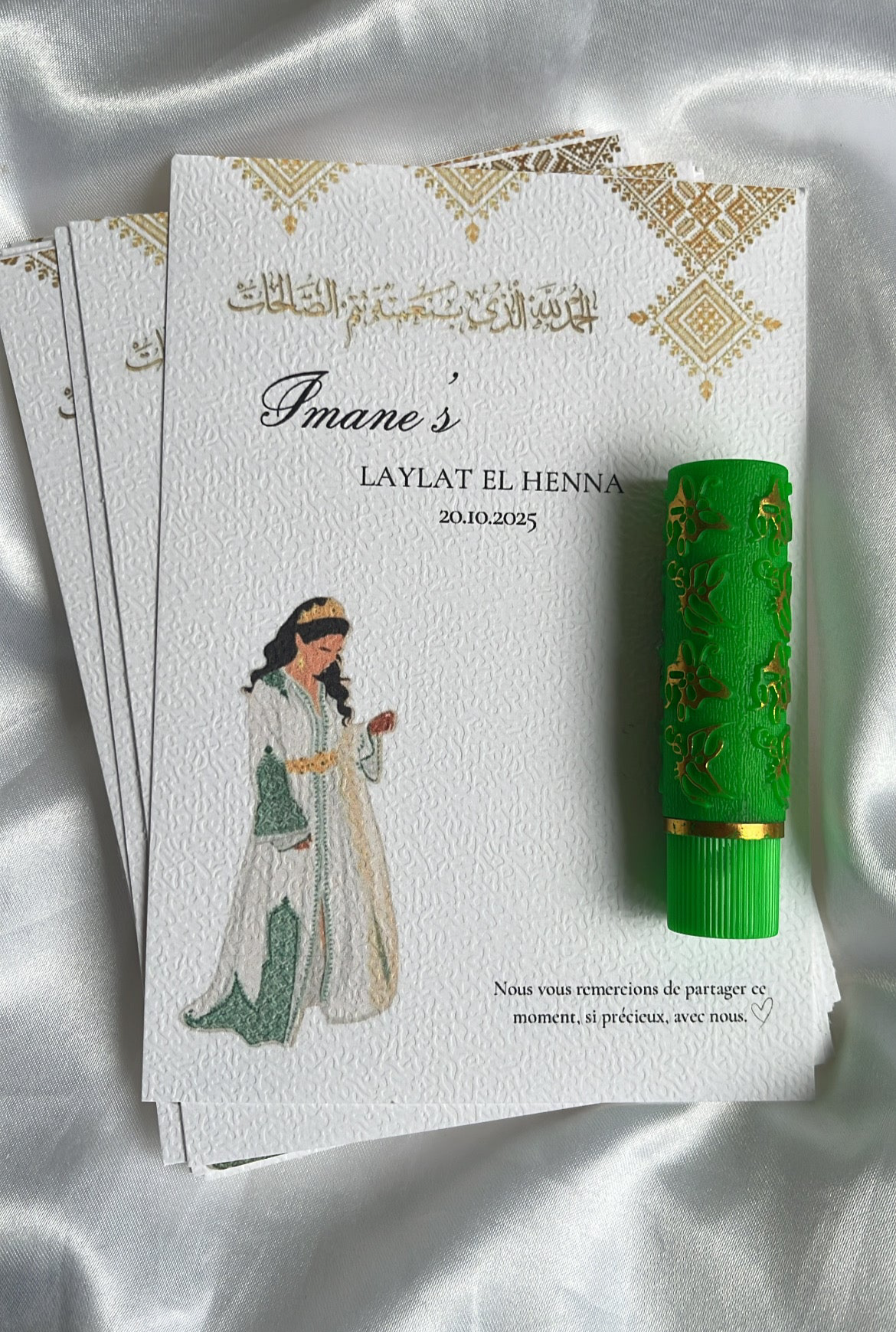 Carte de bienvenue avec rouge à lèvre magique - Henna day