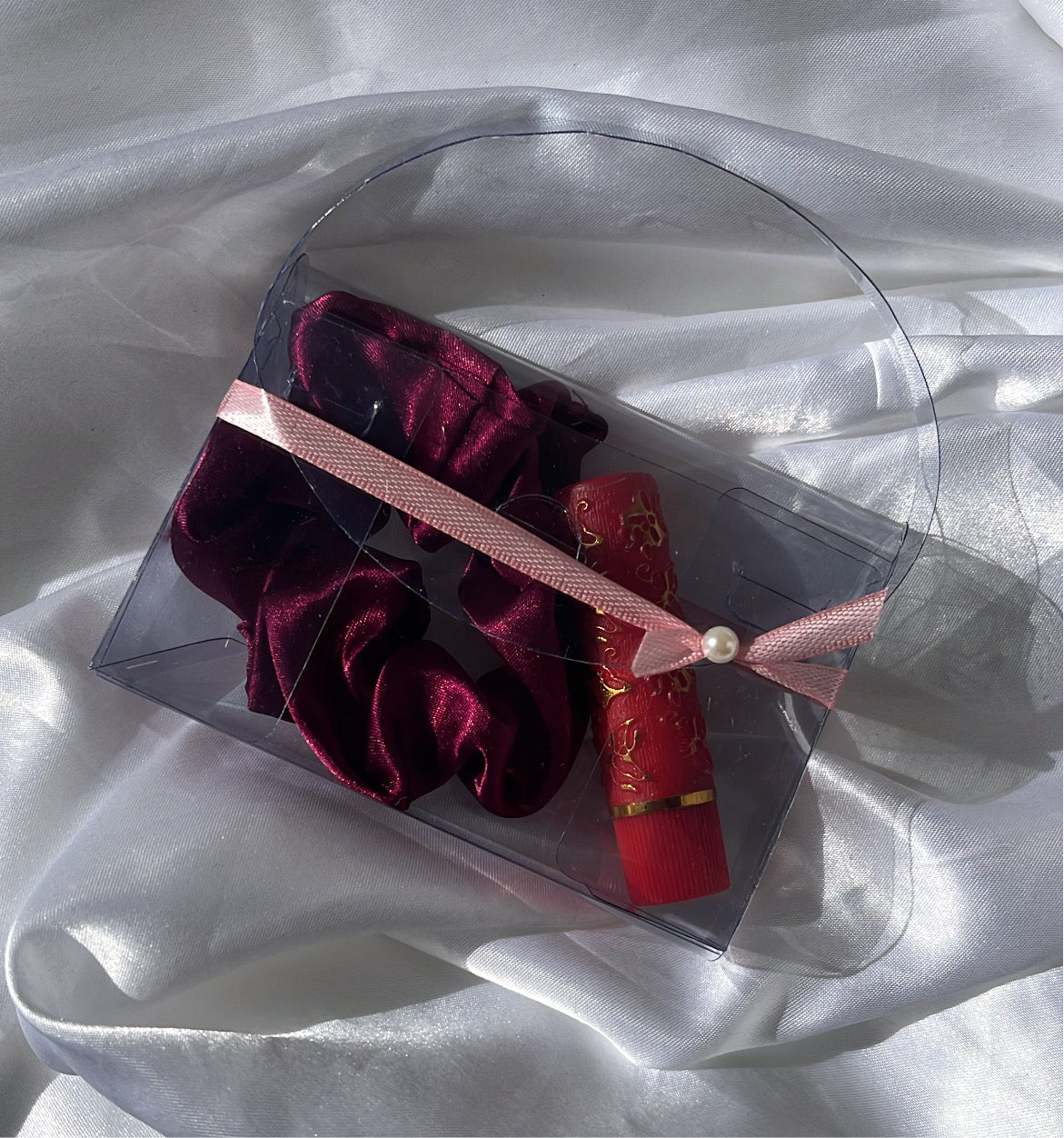 Petit sac à main PVC transparent - Chouchou, rouge à lèvre magique