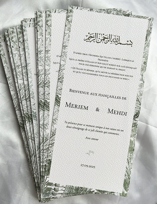 Carte de bienvenue fleurie pour mariage