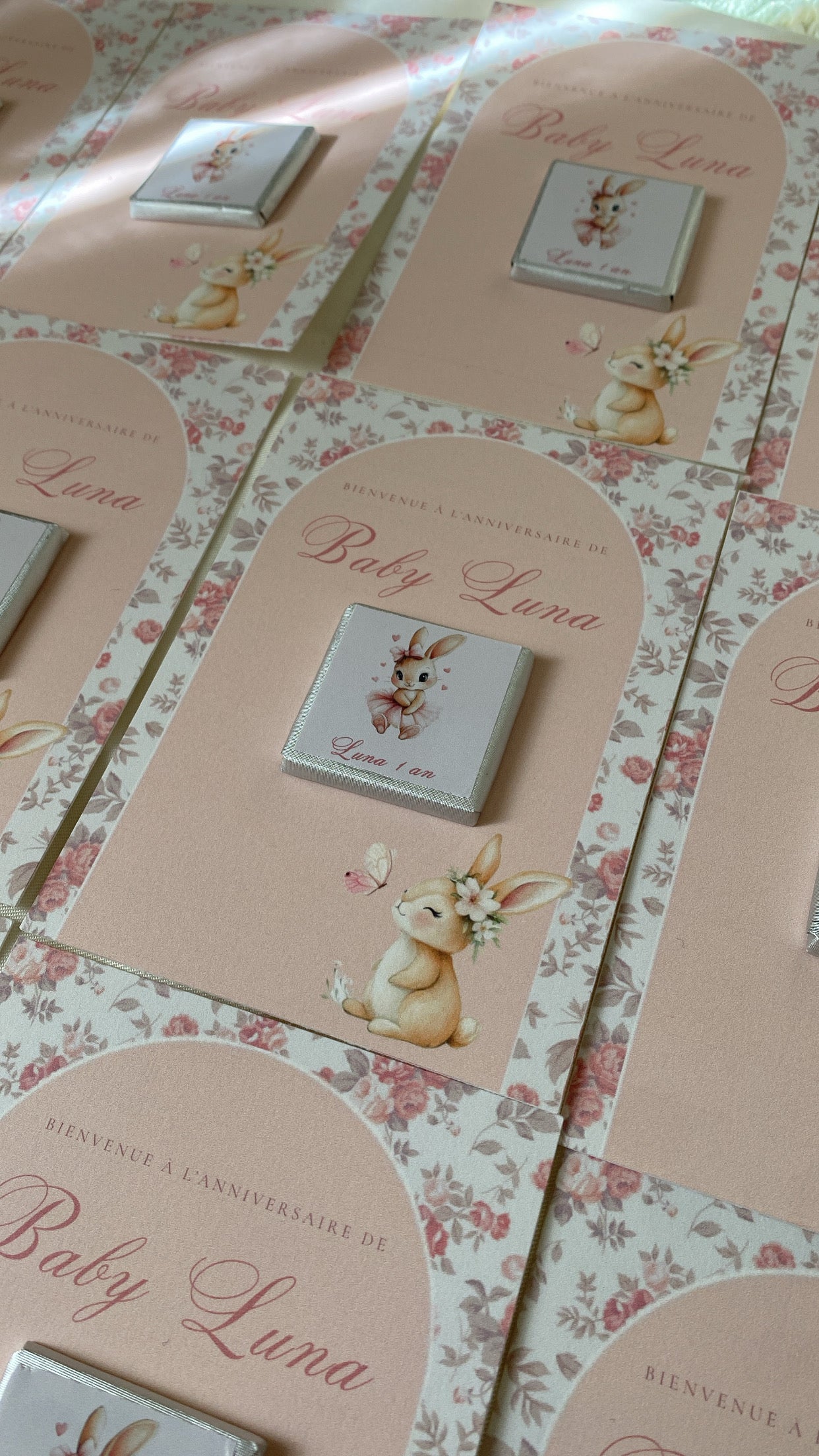 Carte chocolat personnalisée – Cadeau invités baptême
