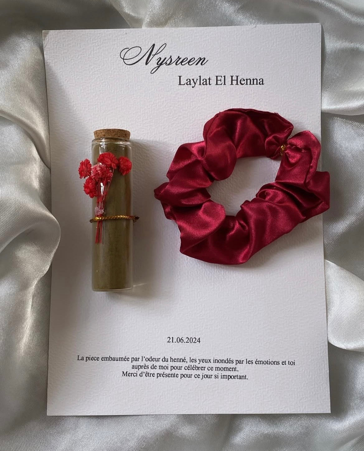 Carte fiole de henna et bougie - Henna day