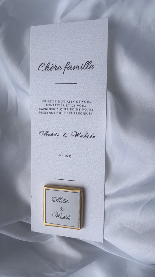 Carte personnalisée avec chocolat